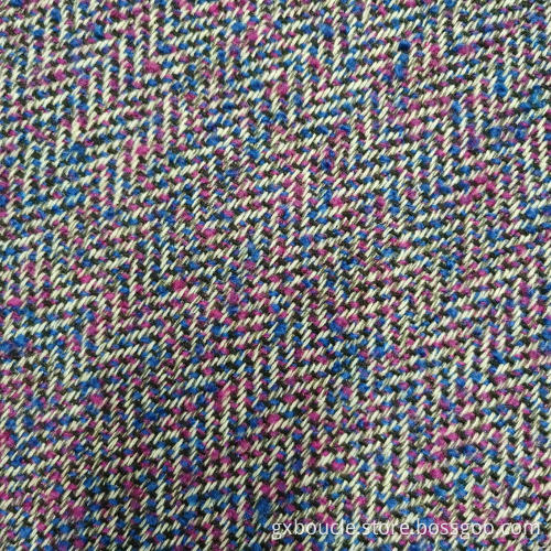 Woolen boucle herringbone design fabric